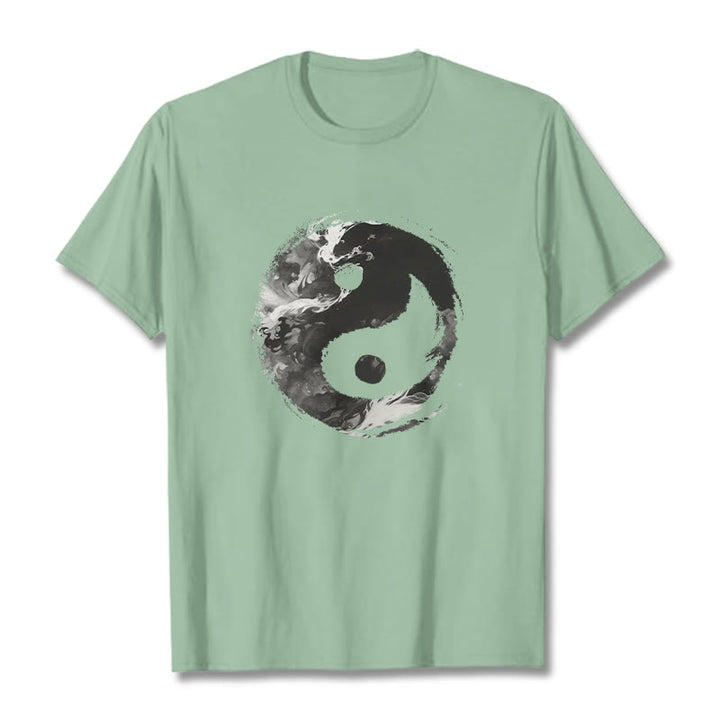 Buddha Stones Yin Yang Baumwolle T-Shirt - Blassgrün - 2XL - image 16