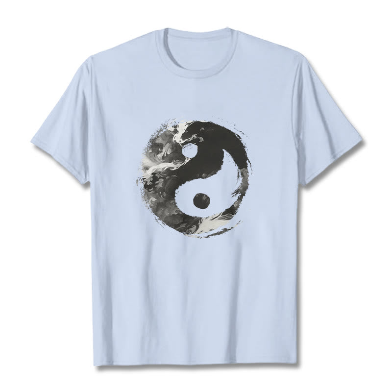Buddha Stones Yin Yang Baumwolle T-Shirt - HellCyan - 2XL - image 13