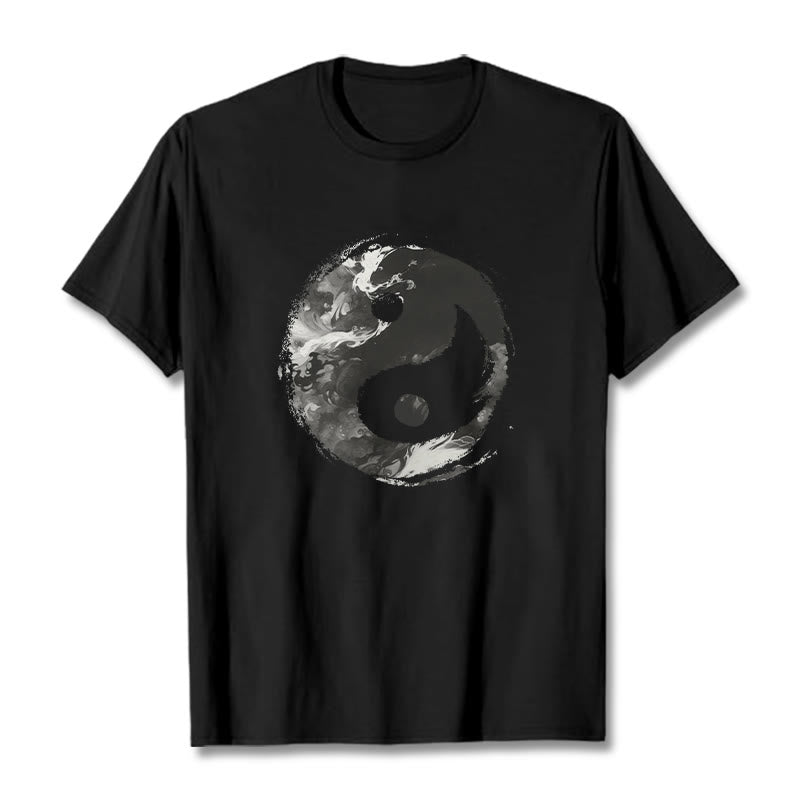 Buddha Stones Yin Yang Baumwolle T-Shirt - Schwarz - 2XL - image 6