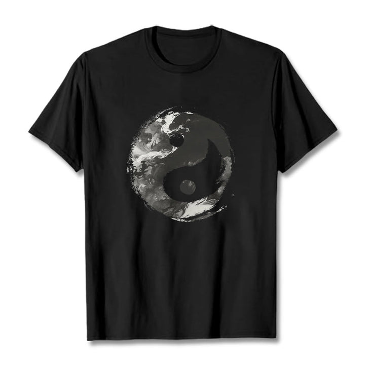Buddha Stones Yin Yang Baumwolle T-Shirt - Schwarz - 2XL - image 6