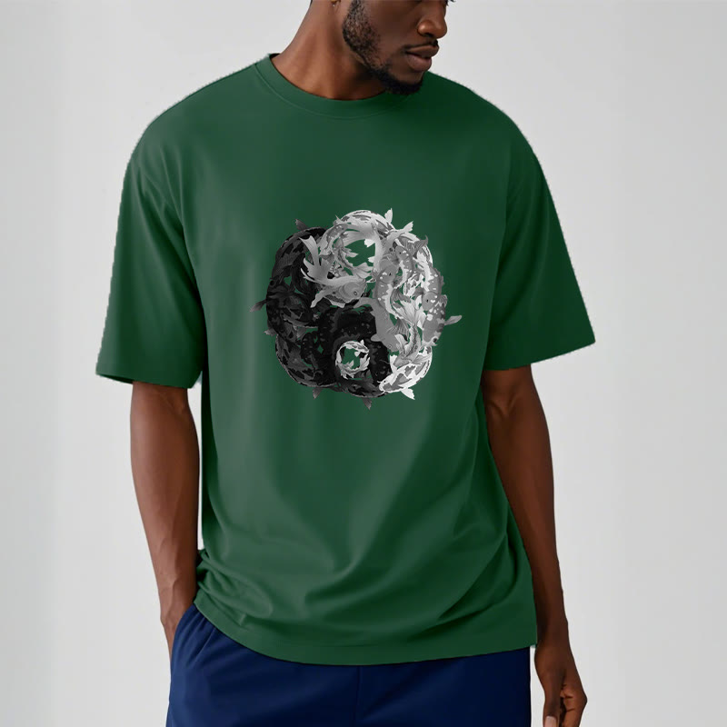 Buddha Stones Yin Yang Koi Fisch Kombination Baumwolle T-Shirt - image 11