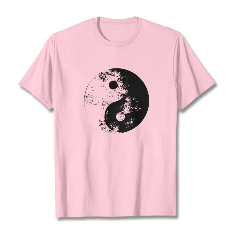 T-Shirt aus Baumwolle mit Buddha Stones, Yin Yang, Tai Chi-Muster - Hellrosa - 2XL - image 20