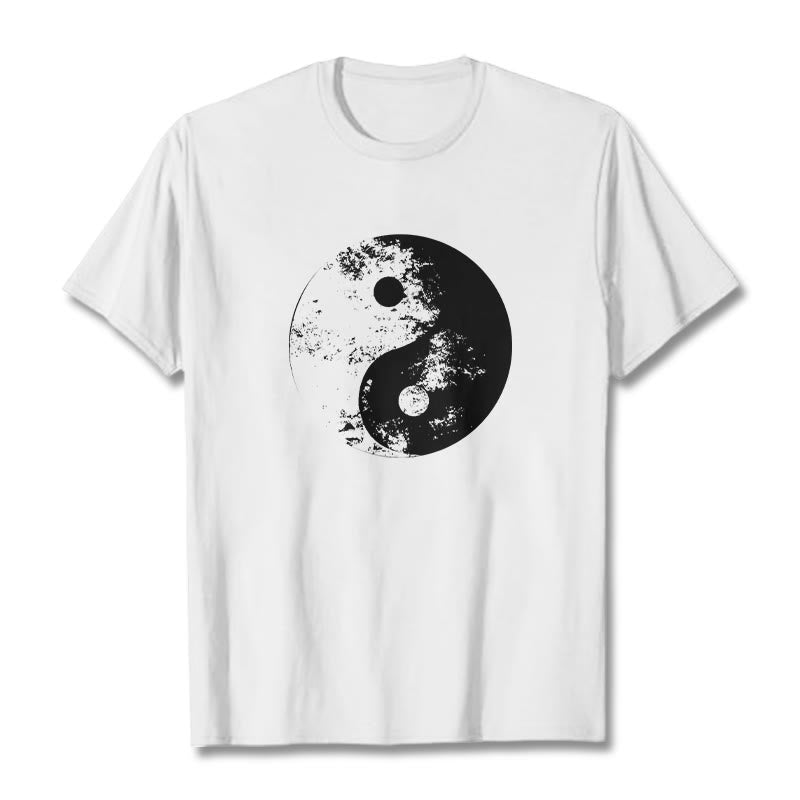 T-Shirt aus Baumwolle mit Buddha Stones, Yin Yang, Tai Chi-Muster - Weiß - 2XL - image 1