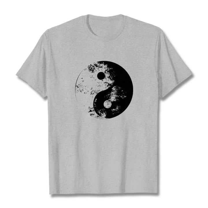 T-Shirt aus Baumwolle mit Buddha Stones, Yin Yang, Tai Chi-Muster - Hellgrau - 2XL - image 12