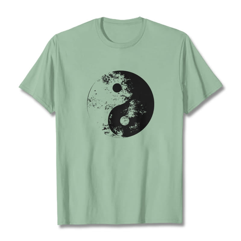 T-Shirt aus Baumwolle mit Buddha Stones, Yin Yang, Tai Chi-Muster - Blassgrün - 2XL - image 16