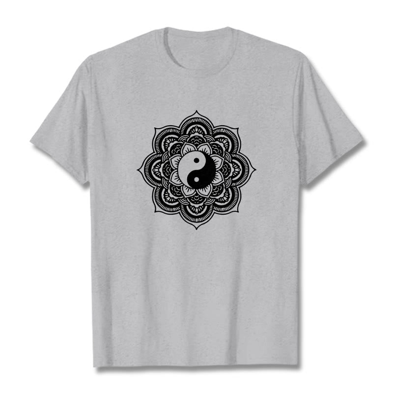 Buddha Stones Mandala Yin Yang Baumwolle T-Shirt - Hellgrau - 2XL - image 19