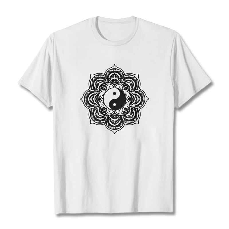 Buddha Stones Mandala Yin Yang Baumwolle T-Shirt - Weiß - 2XL - image 14