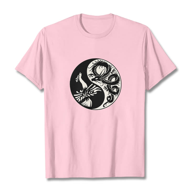 Buddha Stones Phoenix Yin Yang Baumwolle T-Shirt - Hellrosa - 2XL - image 20