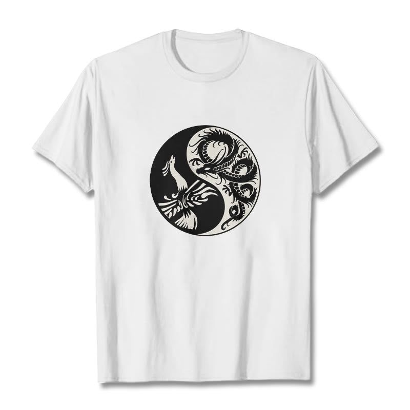 Buddha Stones Phoenix Yin Yang Baumwolle T-Shirt - Weiß - 2XL - image 7