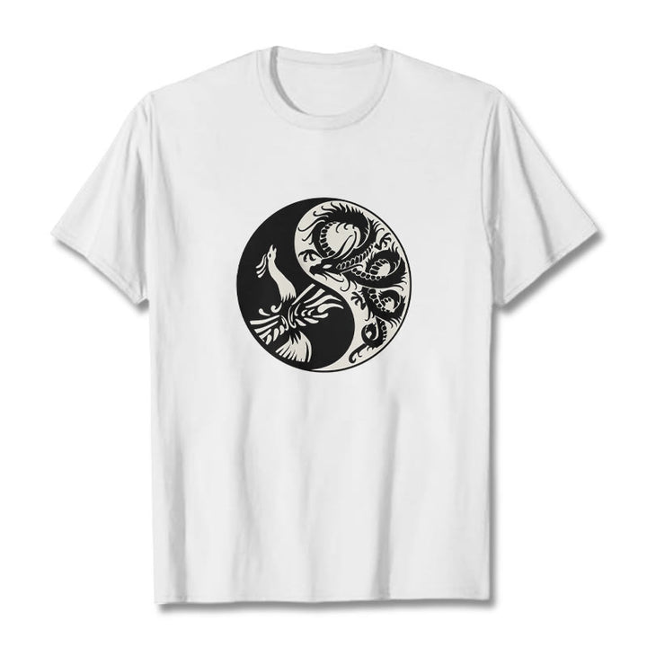 Buddha Stones Phoenix Yin Yang Baumwolle T-Shirt - Weiß - 2XL - image 7