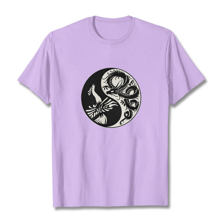 Buddha Stones Phoenix Yin Yang Baumwolle T-Shirt - Pflaume - 2XL - image 18