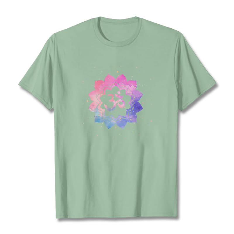 Buddha Stones Om Bunte Lotus Baumwolle T-shirt - Blassgrün - 2XL - image 20