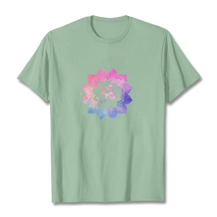 Buddha Stones Om Bunte Lotus Baumwolle T-shirt - Blassgrün - 2XL - image 20
