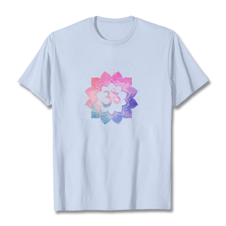 Buddha Stones Om Bunte Lotus Baumwolle T-shirt - HellCyan - 2XL - image 12