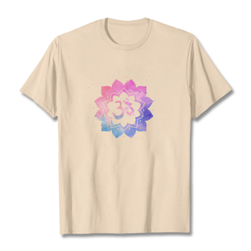Buddha Stones Om Bunte Lotus Baumwolle T-shirt - Bisque - 2XL - image 15