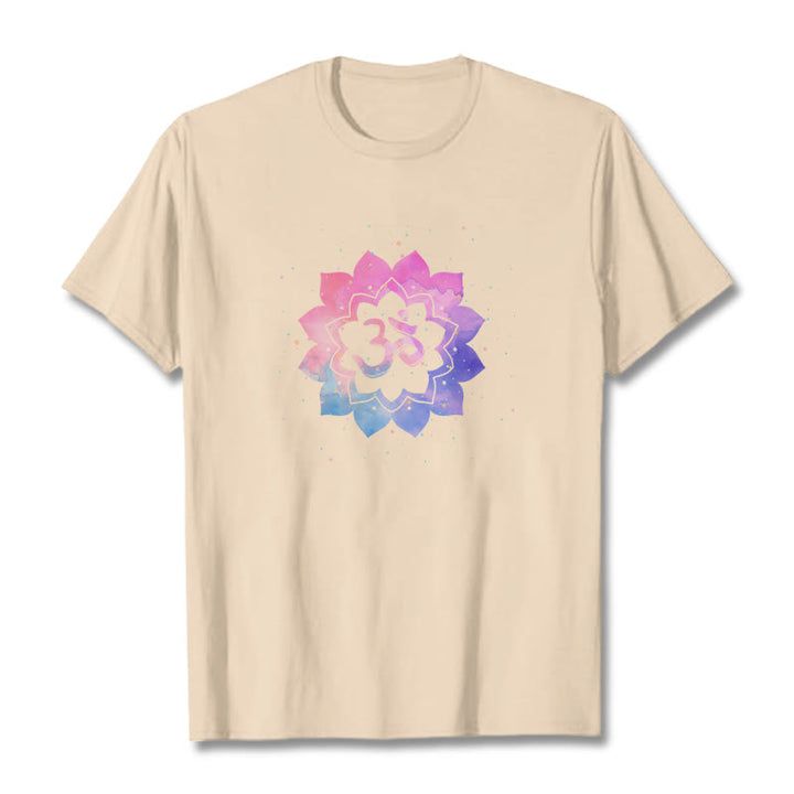Buddha Stones Om Bunte Lotus Baumwolle T-shirt - Bisque - 2XL - image 15