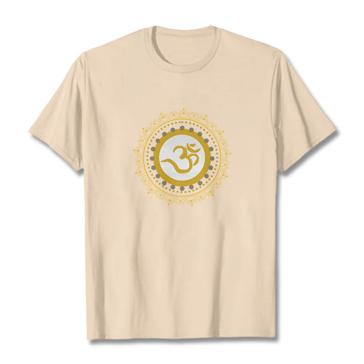 T-Shirt aus Baumwolle mit Buddha Stones und Om-Mandala-Muster - Bisque - 2XL - image 15