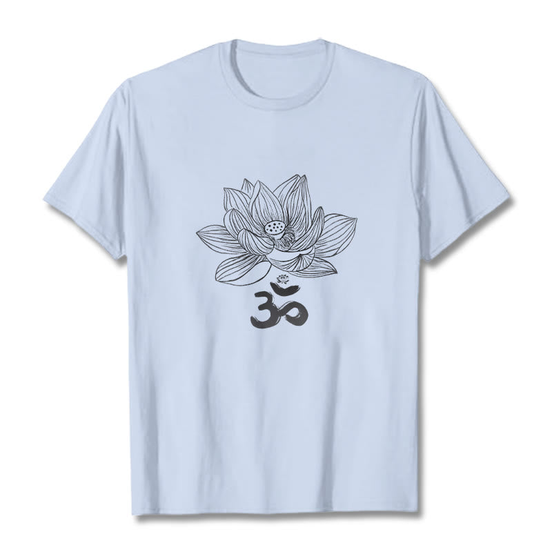 Buddha Stones Om Lotus Skizze Baumwolle T-shirt - HellCyan - 2XL - image 15