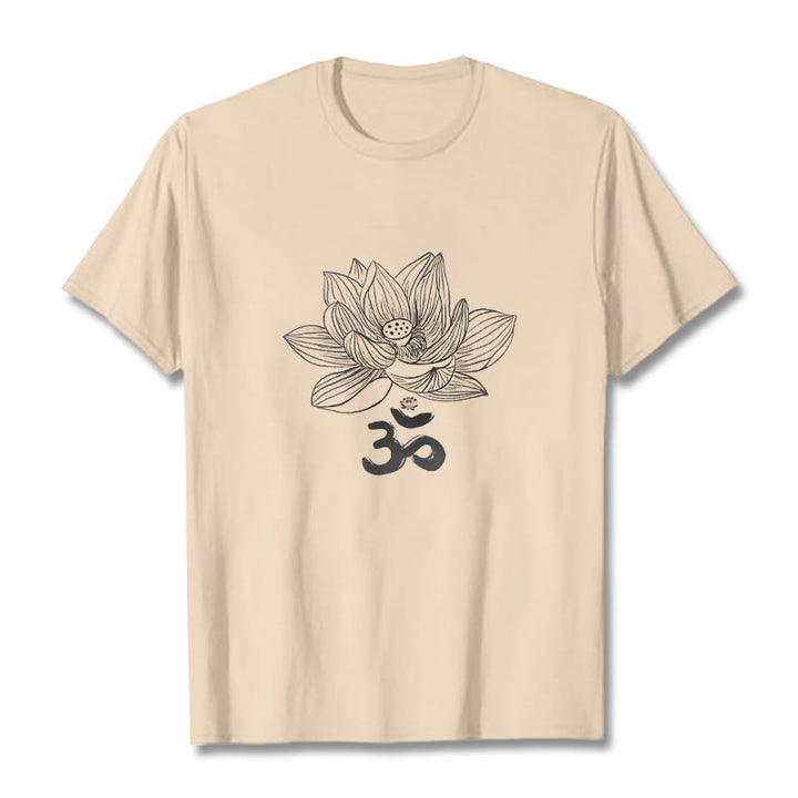 Buddha Stones Om Lotus Skizze Baumwolle T-shirt - Bisque - 2XL - image 13