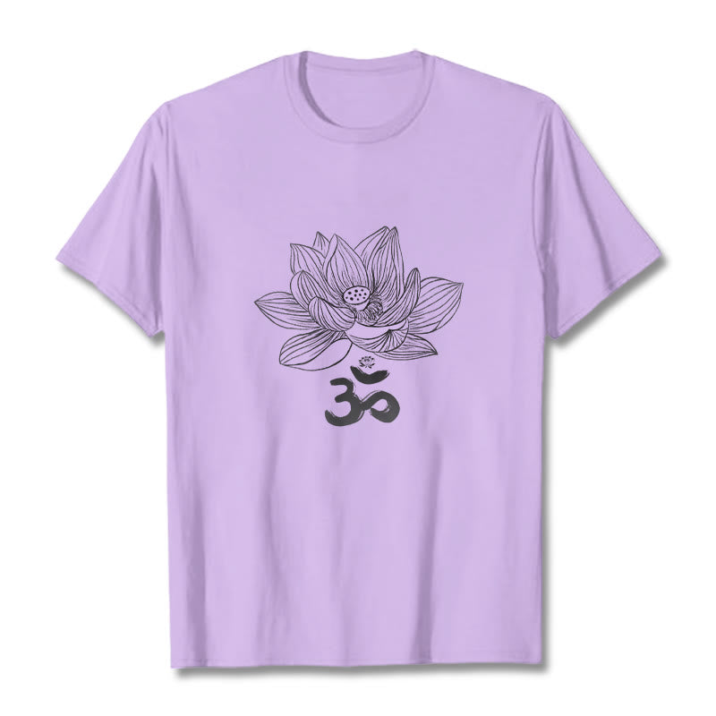 Buddha Stones Om Lotus Skizze Baumwolle T-shirt - Pflaume - 2XL - image 18