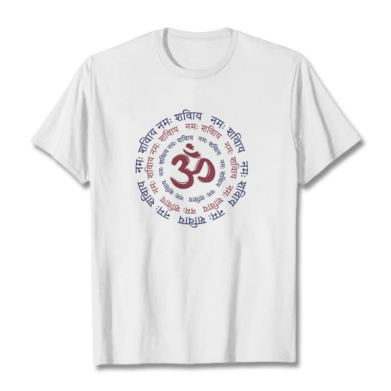 Buddha Stones OM Mantra Charakter Sanskrit Baumwolle T-shirt - Weiß - 2XL - image 1