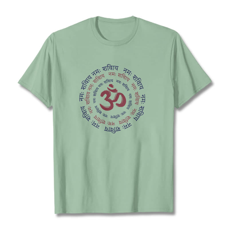 Buddha Stones OM Mantra Charakter Sanskrit Baumwolle T-shirt - Blassgrün - 2XL - image 18