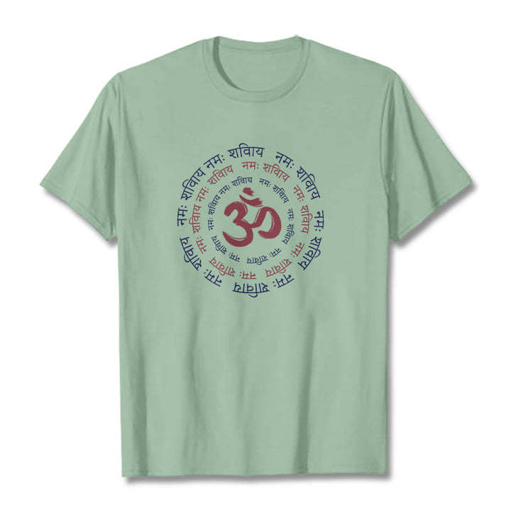 Buddha Stones OM Mantra Charakter Sanskrit Baumwolle T-shirt - Blassgrün - 2XL - image 18