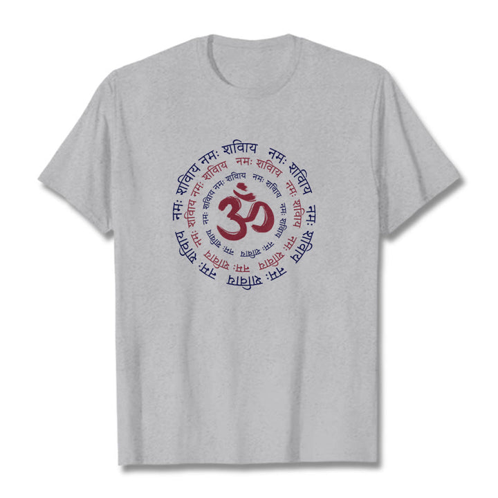 Buddha Stones OM Mantra Charakter Sanskrit Baumwolle T-shirt - Hellgrau - 2XL - image 13
