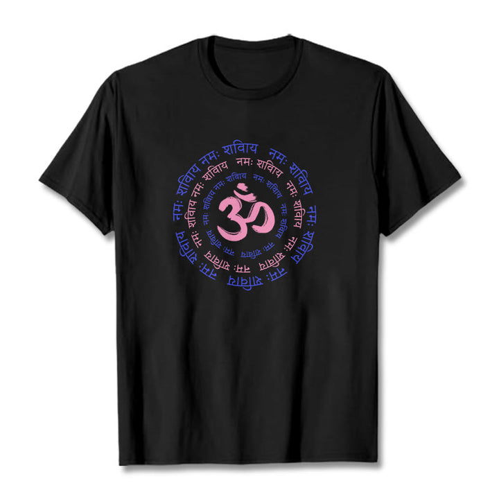Buddha Stones OM Mantra Charakter Sanskrit Baumwolle T-shirt - Schwarz - 2XL - image 14