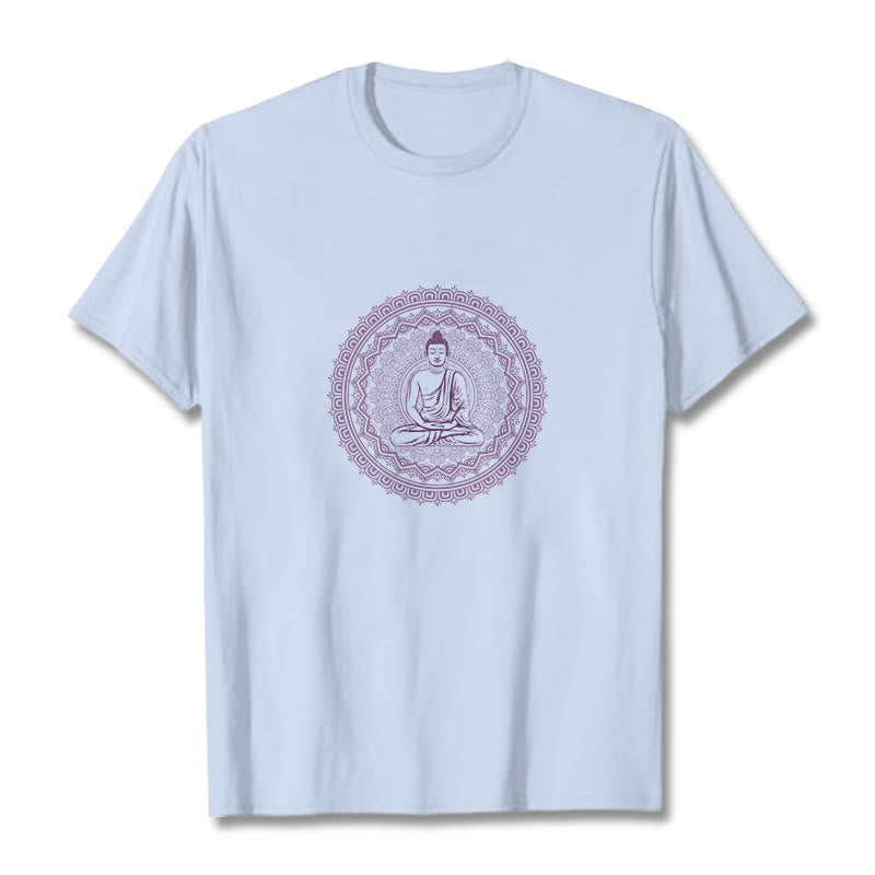 Buddha Stones Mandala Buddha Baumwolle T-shirt - HellCyan - 2XL - image 16