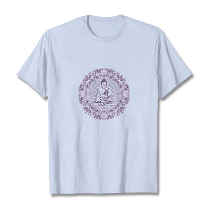 Buddha Stones Mandala Buddha Baumwolle T-shirt - HellCyan - 2XL - image 16