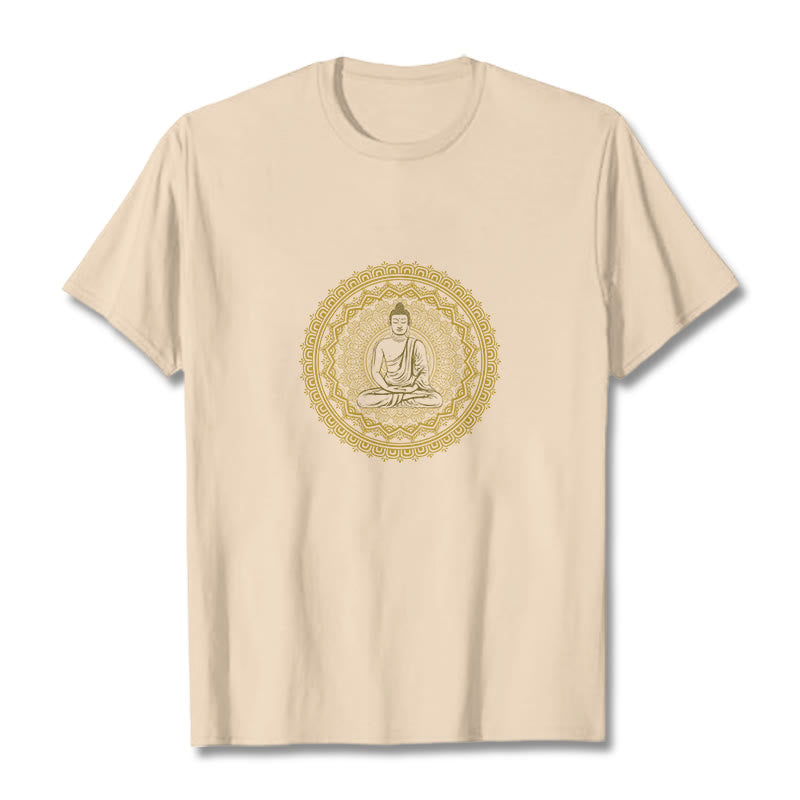 Buddha Stones Mandala Buddha Baumwolle T-shirt - Bisque - 2XL - image 1