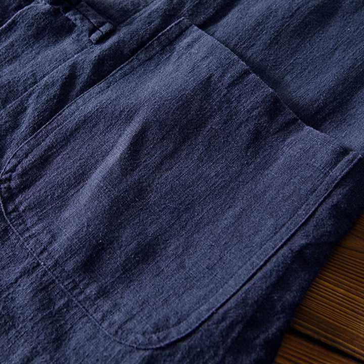 Buddha Stones Frosch-Knopf Chinesischer Tang-Anzug Baumwolle Leinen Herren Jacke Hemd mit Taschen - image 31