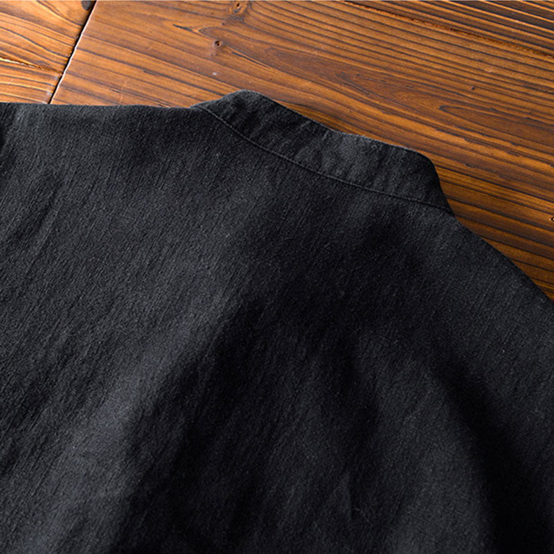 Buddha Stones Frosch-Knopf Chinesischer Tang-Anzug Baumwolle Leinen Herren Jacke Hemd mit Taschen - image 17