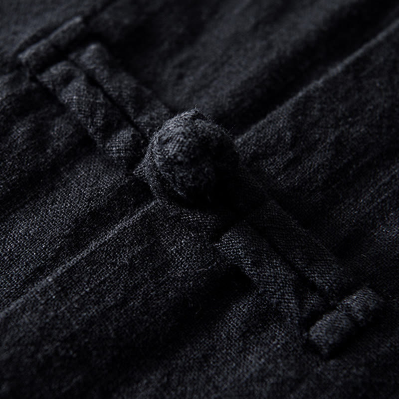 Buddha Stones Frosch-Knopf Chinesischer Tang-Anzug Baumwolle Leinen Herren Jacke Hemd mit Taschen - image 19