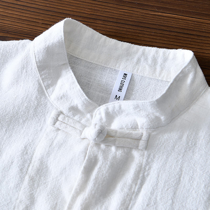 Buddha Stones Frosch-Knopf Chinesischer Tang-Anzug Baumwolle Leinen Herren Jacke Hemd mit Taschen - image 8