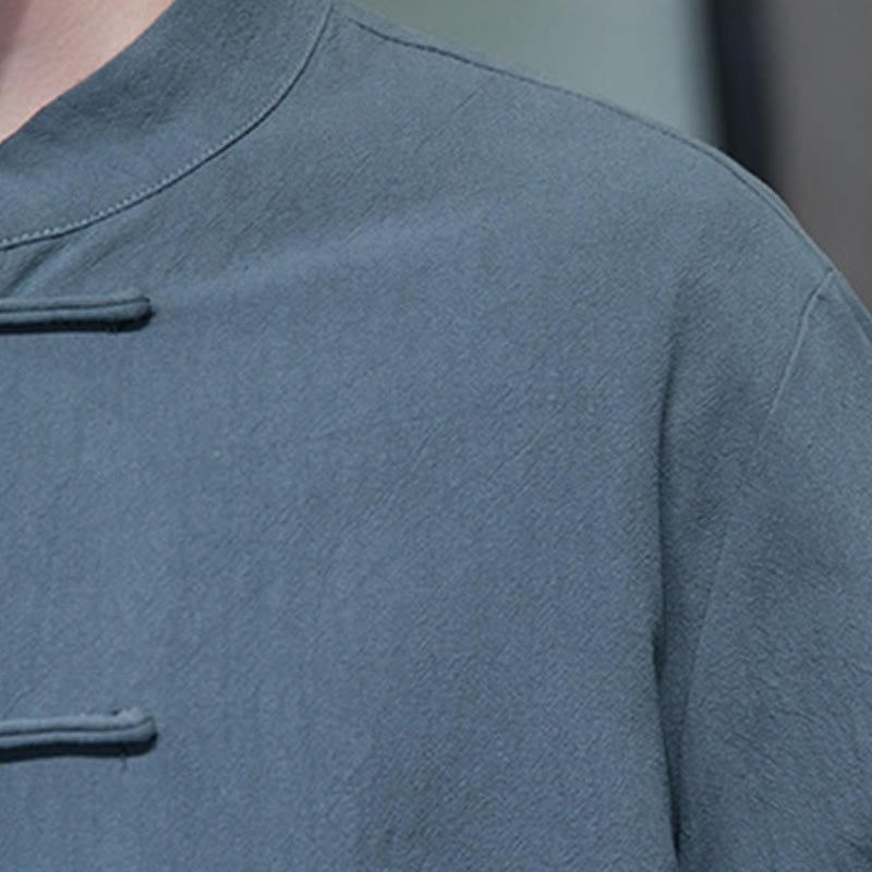 Buddha Stones Simple Frog-Button Chinesischer Tang-Anzug Baumwolle Herren Jacke Hemd mit Taschen - image 22