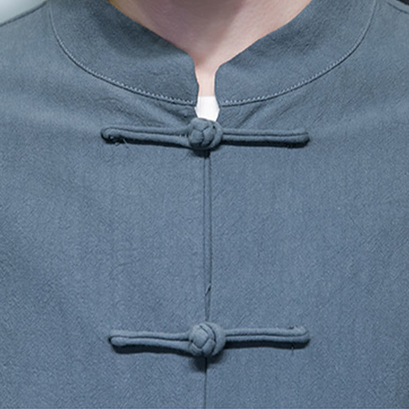 Buddha Stones Simple Frog-Button Chinesischer Tang-Anzug Baumwolle Herren Jacke Hemd mit Taschen - image 21