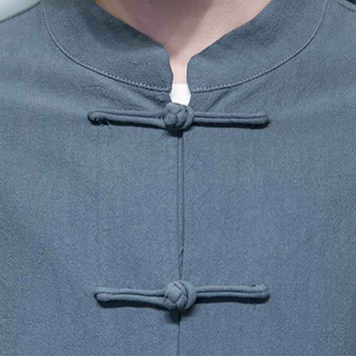 Buddha Stones Simple Frog-Button Chinesischer Tang-Anzug Baumwolle Herren Jacke Hemd mit Taschen - image 21