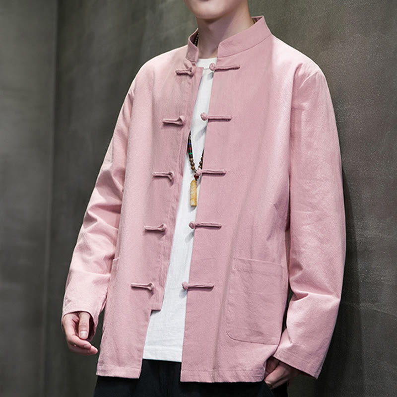 Buddha Stones Simple Frog-Button Chinesischer Tang-Anzug Baumwolle Herren Jacke Hemd mit Taschen - image 35
