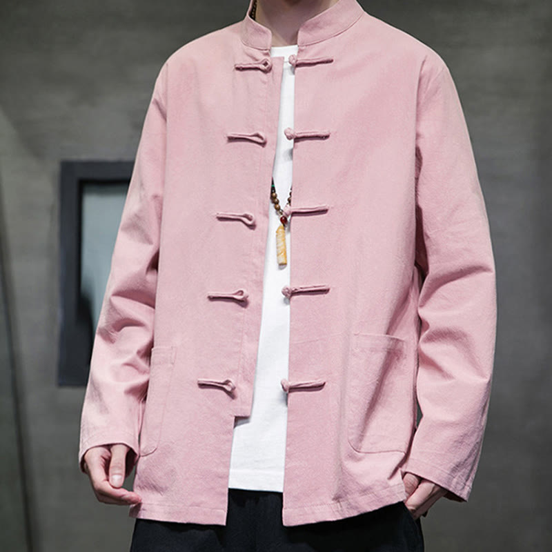 Buddha Stones Simple Frog-Button Chinesischer Tang-Anzug Baumwolle Herren Jacke Hemd mit Taschen - image 32