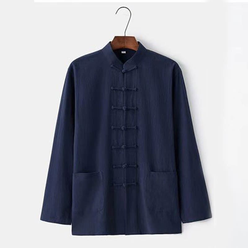 Buddha Stones 2-teiliger Tang-Anzug, traditionelle Froschknopf-Uniform, langärmeliges Hemd und Hose, Herren-Set - image 14