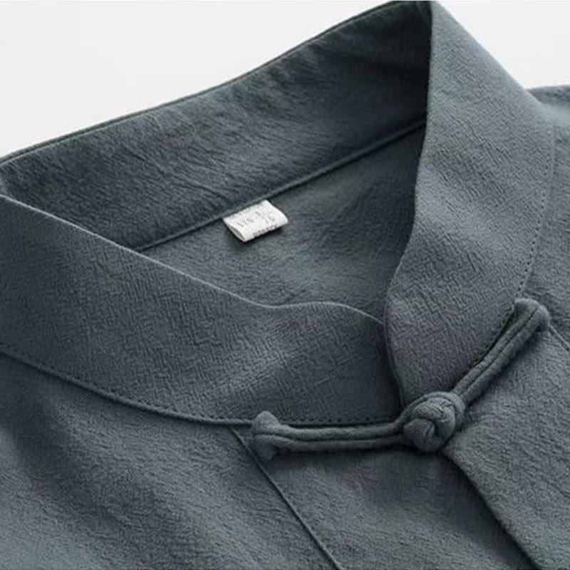 Buddha Stones 2-teiliger Tang-Anzug, traditionelle Froschknopf-Uniform, langärmeliges Hemd und Hose, Herren-Set - image 9