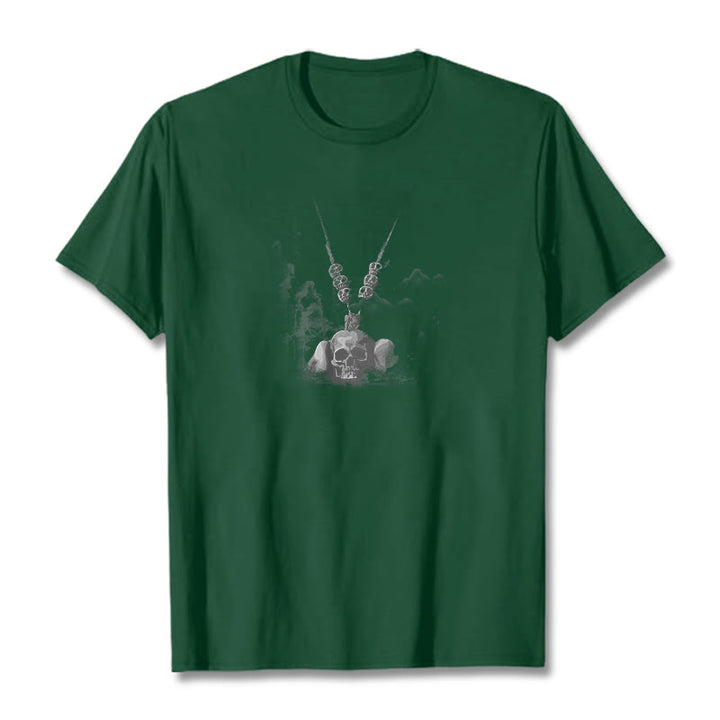 Buddha Stones Tibetischen Der Herr Der Leiche Wald Schädel Anhänger Wolken Design T T-shirt - Waldgrün - 2XL - image 11