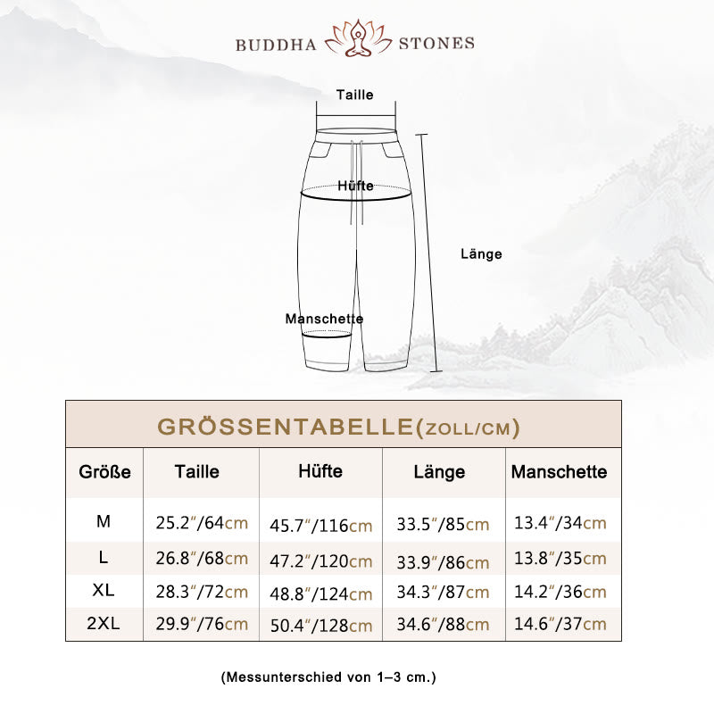 Buddha Stones Sommer-Haremshose aus Baumwolle für Damen mit Kordelzug und Taschen - image 5