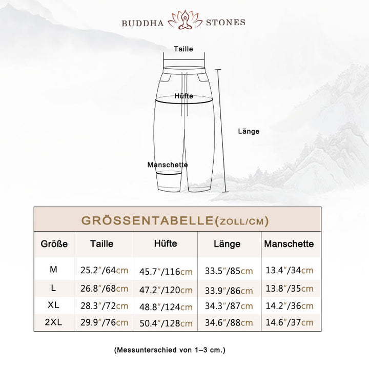 Buddha Stones Sommer-Haremshose aus Baumwolle für Damen mit Kordelzug und Taschen - image 5