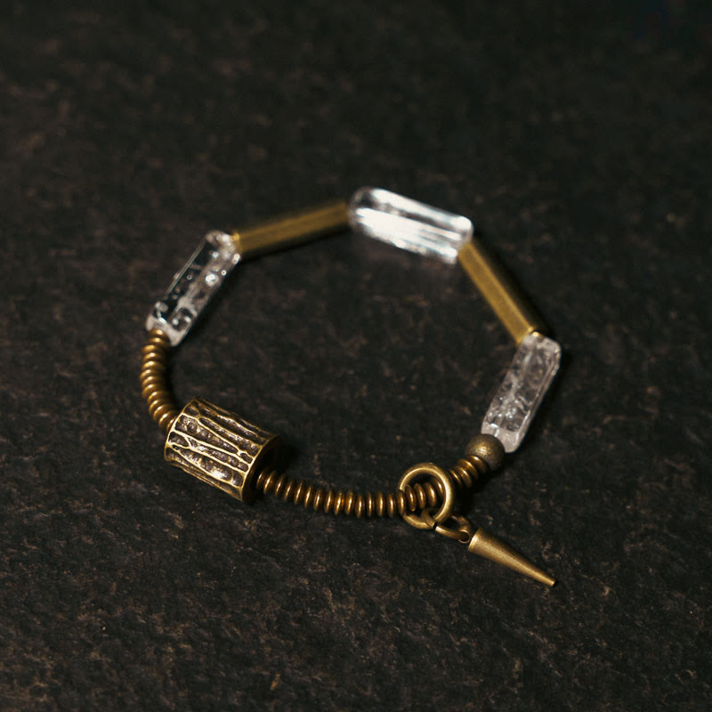 Buddha Stones Kupfer Quadrat Weiß Kristall Glück Armband