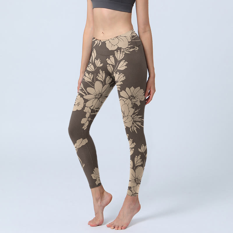 Buddha Stones Blumen Blüten Druck Sport Fitness Leggings frauen Yoga Hosen - DunkelKhaki - US18, UK/AU22,EU50 (4XL) - image 9