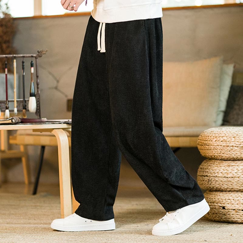 Buddha Stones Herbst Winter Herren Kordelzug Cord Haremshose mit Taschen - image 9