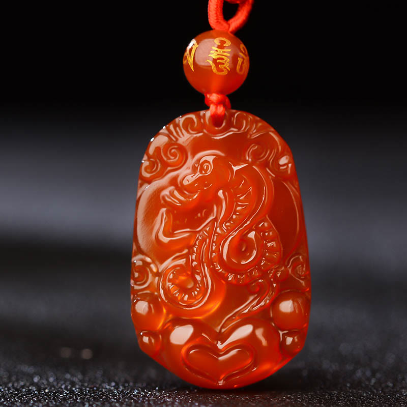Halskette mit Anhänger Buddha Stones Chinese Zodiac Red Achat Glück - image 2